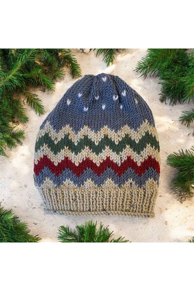 The Cloudish Shop Hand Knitted Zigzag Pattern Baby Beanie Gray Blue Burgundy ...