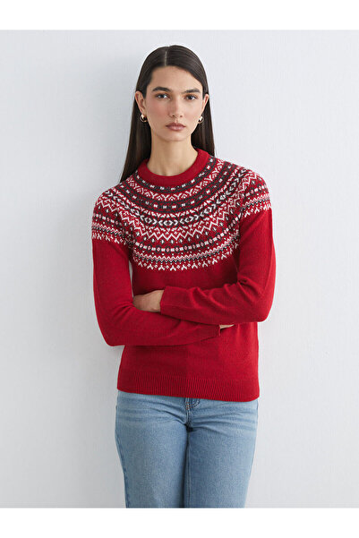 LC Waikiki Pulover de tricotat pentru femei, cu model, Özmarka, sezon nou gul...