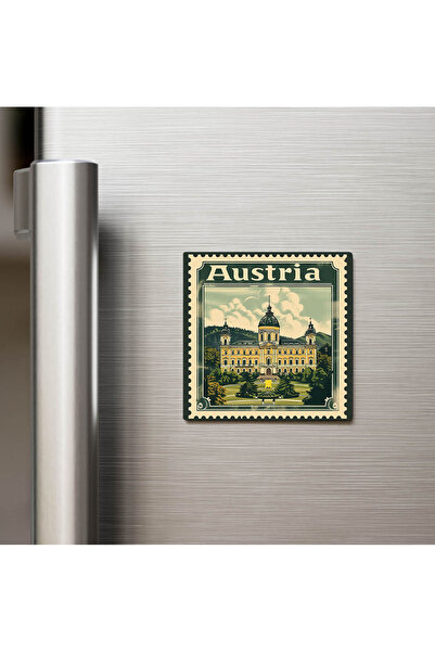 iBerk Mıknatıslı Buzdolap Magneti - Avusturya Austria - Posta Pulu Temalı Ülk...
