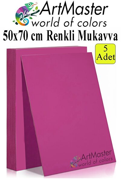 Artmaster Pembe Renkli Mukavva 50x70 cm 5 Adet 1 Paket Renkli Sert Karton 1.0...