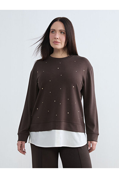 LC Waikiki НОВИЙ СЕЗОН ВІД GÜLİS GİYİM: Коричневий жіночий светр з круглим ви...