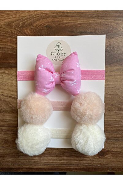 GLORY BABY Baby Girl Bow & Pompom Bandana - Hair Band Set of 3