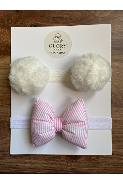 GLORY BABY Baby Girl Bow & Pompom Bandana - Hair Band Set of 2