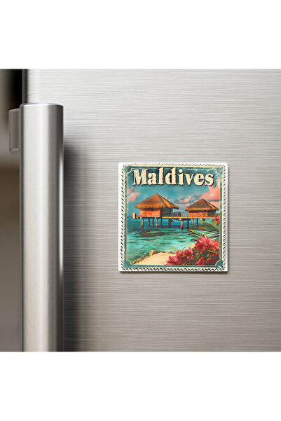 iBerk Maldivler Maldives - Posta Pulu Temalı Ülke - Baskılı Buzdolap Magneti ...
