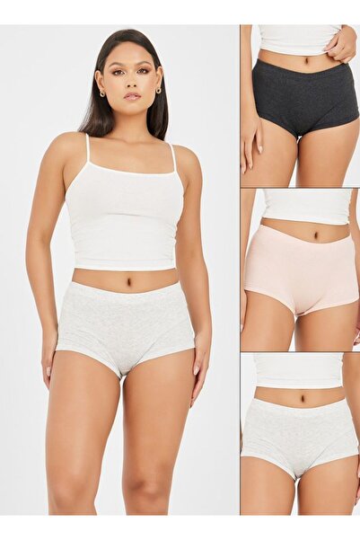 Stylish Pack of 3 - Plain Cotton Shorts with Elastic Waist for Boys