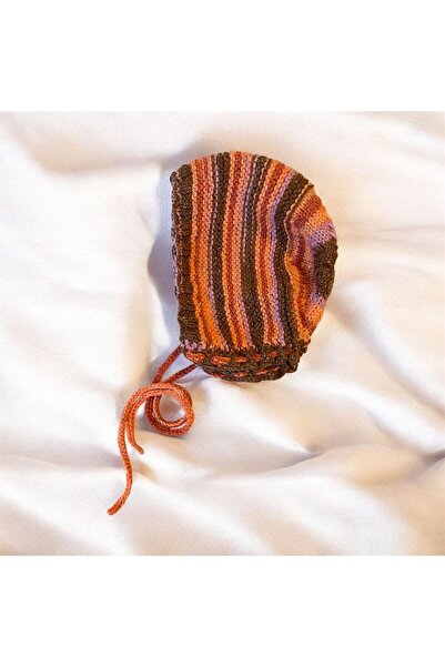 The Cloudish Shop Hand Knitted Laura Lora Baby Beanie - Hat Bonnet Orange Cof...