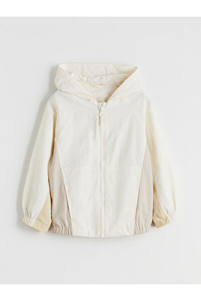 LC Waikiki Ecru Hooded boy's raincoat