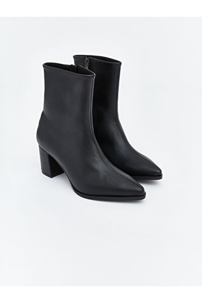 LC Waikiki Cizme de damă LCW STEPS, negre, cu fermoar, cu toc gros, cu vârf a...