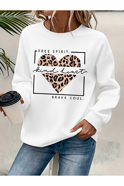 Deocept Γυναικείο φούτερ με τύπωμα με λαιμόκοψη, άνετο γυναικείο φούτερ