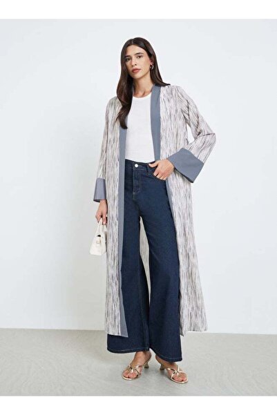 Generic Printed Kimono with Contrasting Edges and Belt