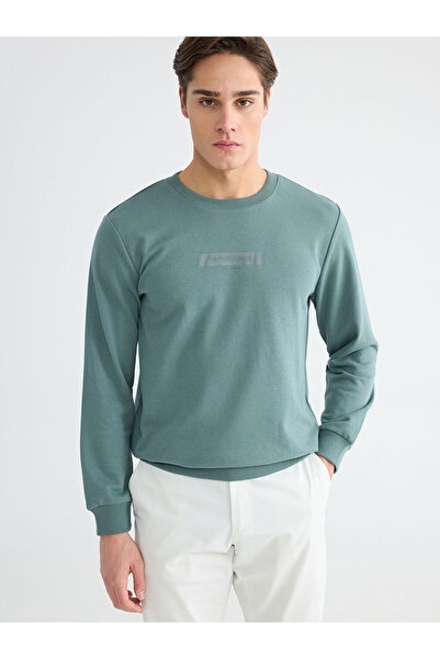 LC Waikiki Lcwaikiki Classic Green Crew Neck Printed Men's Sweatshirt