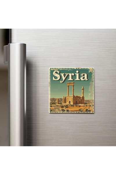 iBerk Mıknatıslı Buzdolap Magneti - Suriye Syria - Posta Pulu Temalı Ülke - 9...