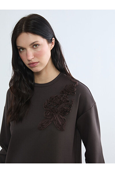 LC Waikiki Brown soft touch Oversized women's sweatshirt tunic