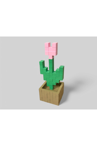 OKO DESİGN Minecraft Saksılı Pembe Çiçek 16cm Dekoratif Figür