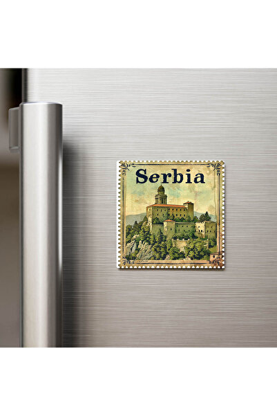 iBerk Mıknatıslı Buzdolap Magneti - Sırbistan Serbia - Posta Pulu Temalı Ülke...