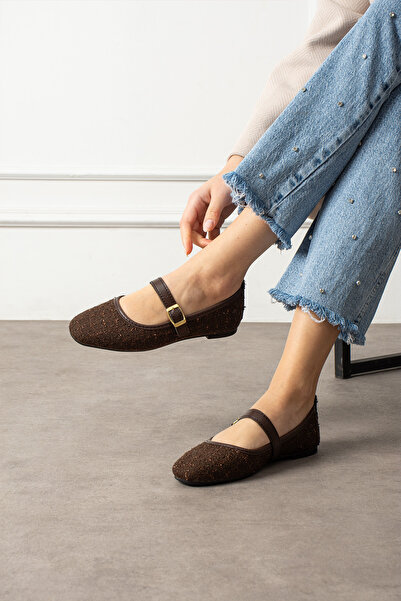 BYRAMSE Pantofi de birou, cu cataramă elegantă, din țesătură tweed, confortab...