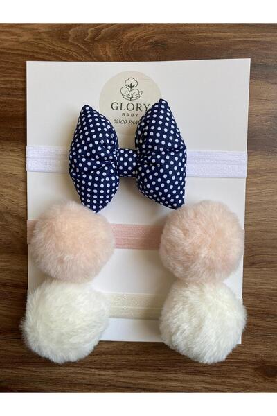 GLORY BABY Baby Girl Bow & Pompom Bandana - Hair Band Set of 3