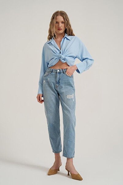 Quzu Women's Canvas Trousers 71312 Blue