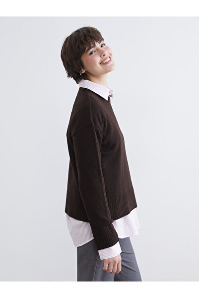 LC Waikiki Vlastiti brend, nova sezonska okrugla kragna ženska pletena jakna