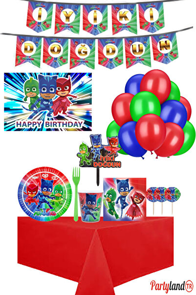 PartylandTR 16 Kişilik Pj Mask Pija Maskeliler Doğum Günü Parti Seti