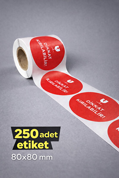 COLORPAK DİKKAT KIRILIR Etiketi 80x80 mm – Kırılabilir Uyarı Stickeri – 250 A...