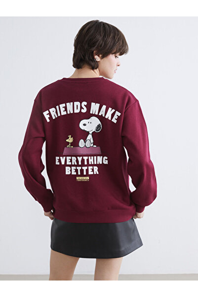 LC Waikiki Γυναικείο χοντρό φούτερ Özmarka New Season Snoopy με τύπωμα oversized