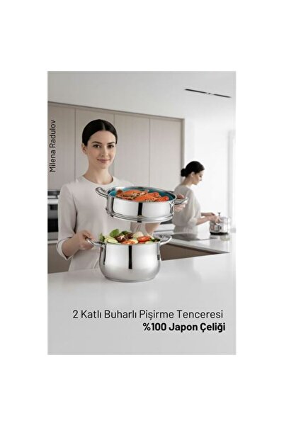 ModaCar 2 Katlı Japon Çeliği Buharlı Pişirme Tenceresi - Sağlıklı Yemek Sanatı