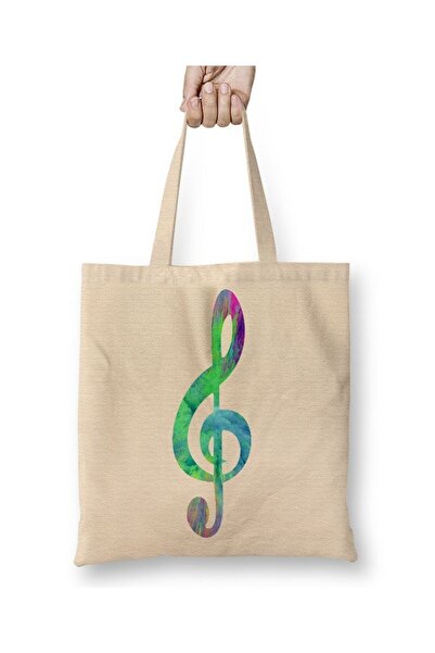 Toyaso Comutator stânga Notă muzicală Geantă din pânză albă Geantă de cumpără...