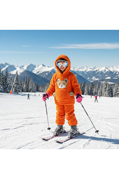 TURCIA Welsoft fluffy sweatshirt and pants set - Orange