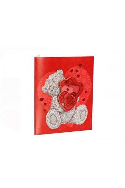 OEM 3D Teddy Bear Hearts Love Card Set with Envelope, 7.5x8.5cm, Red