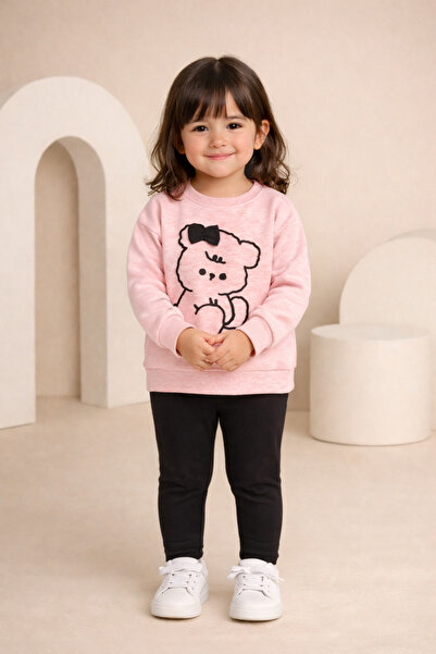 BABY SPORT Kız Bebek Takım Pamuklu Uzun Kollu Ayıcık Desen 6-18 Aylık