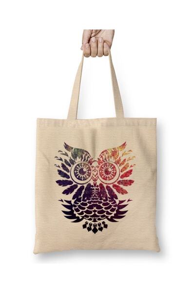 Toyaso Τσάντα αγορών Coruja Owl White Tote Bag με μακρύ χερούλι Τσάντα παραλίας
