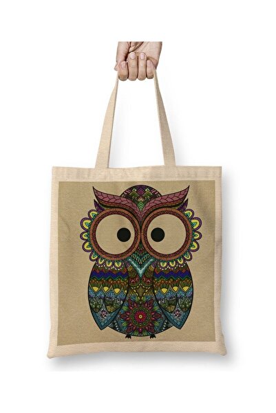 Toyaso Geantă din pânză cu model Bufniță 02, geantă de cumpărături cu mâner l...