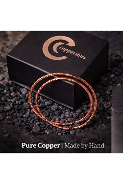 COPPERMS Triskelion Sembollü Tensor Enerjili Rustik Bakır Bileklik Seti (1E 2K 1Y)