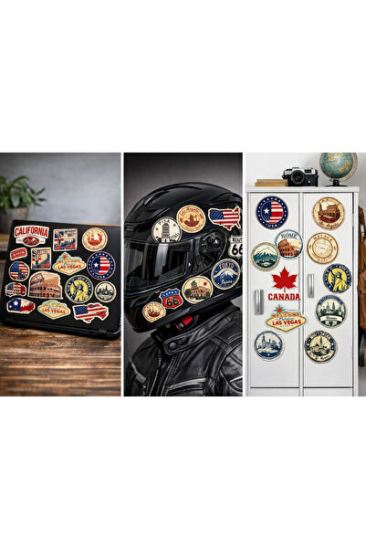 Limitless Design مجموعة ملصقات ريترو بتصميم مدن ودول العالم - 22x30 سم |   مت...