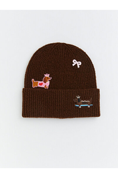 LC Waikiki UZG Store'den Stilinizi Oluşturun Kahverengi Baskılı Kadın Triko Bere