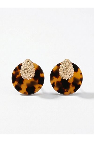 Snartun أقراط نسائية مستديرة بتفاصيل ذهبية ونقشة الفهد |   صندوق خاص