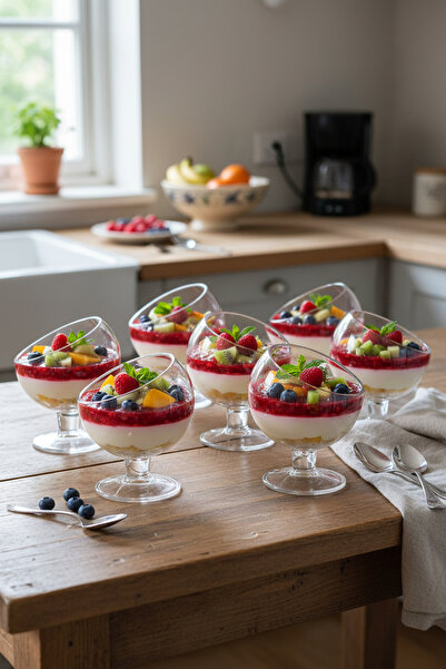 Amandus Gelato - Set of 6 Glass Goblet Magnolia Dessert Presentation Cups Mag...