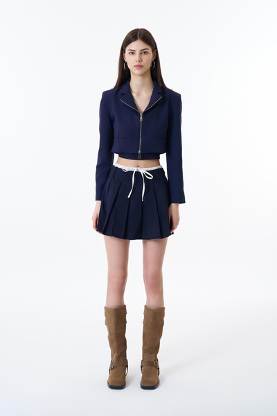 Quzu Women's Jacket Ckt00119 Navy Blue