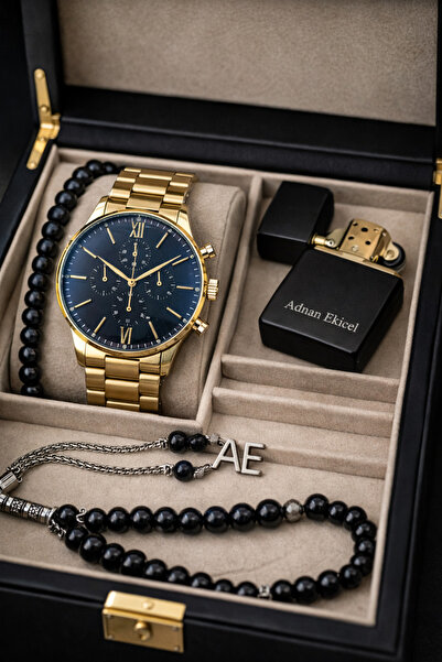 pierrose Gold Çelik Lacivert Kadran Su Geçirmez Metal Erkek Kol Saati Çakmak ...