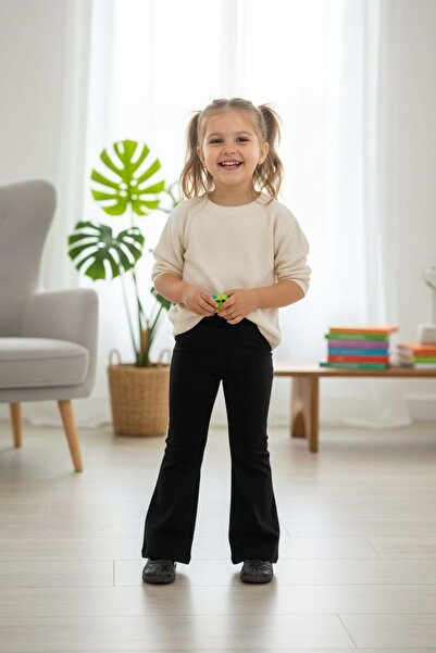 RYZE ÇOCUK evazat COLANȚE DE COLOANĂ PENTRU FETE DE CULOARE SOLIDĂ VISCOSĂ Negru