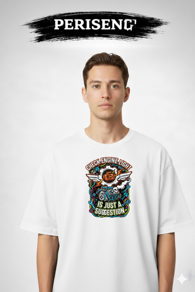 PERISENSE Tricou oversize unisex din bumbac pieptănat premium, imprimat cu me...