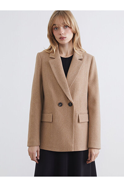 LC Waikiki artı-store Kruvaze yakalı, uzun kollu kadın ceket, kalın kaşe kuma...