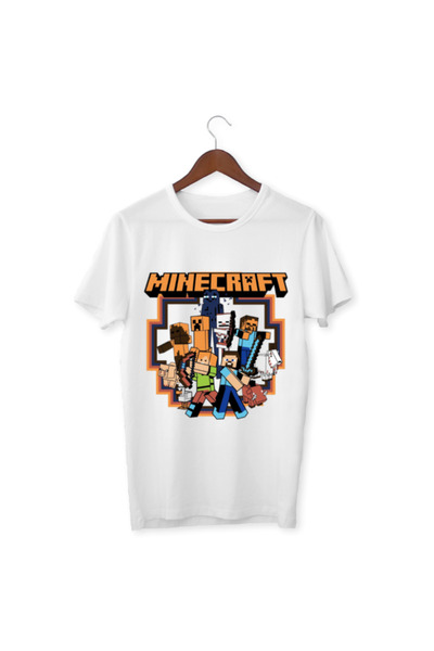 ALPŞAN TİCARET Minecraft dječja i odrasla bela T-shirt unisex dečja majica