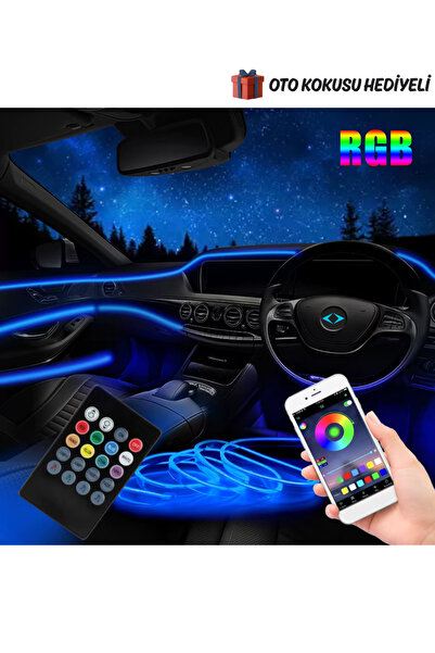 Autowise Araç İçi Ambiyans Aydınlatma LED Fiber Optik 6 Metre Uygulama Kontro...