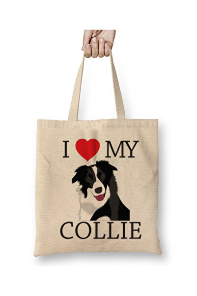 Toyaso I Love Border Collie Dog DogWhite Tote Bag Geantă de cumpărături cu mâ...