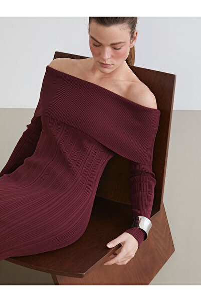 LC Waikiki Peak Yeni Sezon Kayık Yaka Triko Elbise