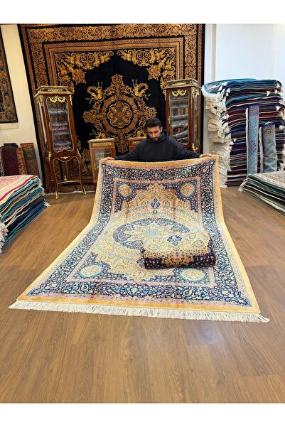 HSD İran İpek Halı Madalyon Desenli Yüksek Kaliteli Dokuma Halı