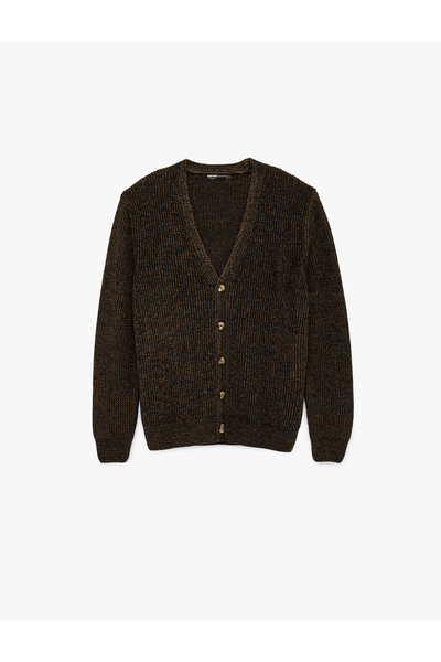 Koton Long Sleeve Sheep Wool Blended Buttoned V-Neck Knitwear Cardigan