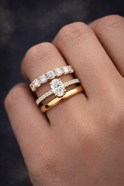 Laboratuvar Pırlantası Lp ALTIN KAPLAMALI GARANTİLİ,KARARMAZ, OVAL , TAMTUR V...